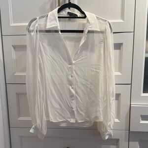 Alice + Olivia White Sheer Blouse